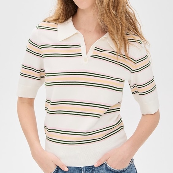 NEW Reformation Campbell Polo Sweater  - size large - Picture 2 of 8